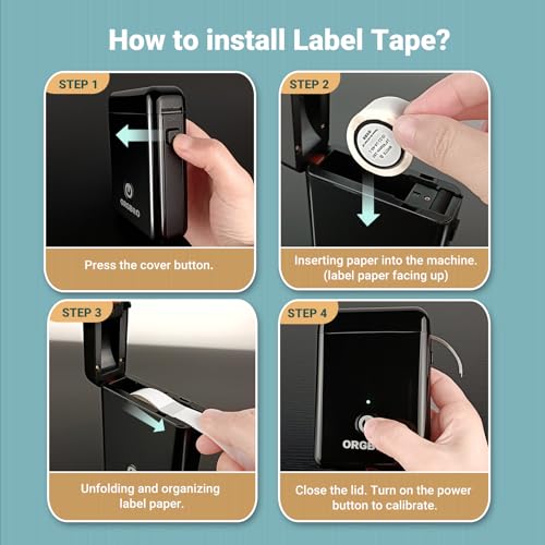 ORGBRO Label Maker Machine with Tape, X1 Portable Bluetooth Mini Label Printer for Organizing Storage, Rechargeable Thermal Label Maker Small Sticker Maker with Multiple Templates, Black