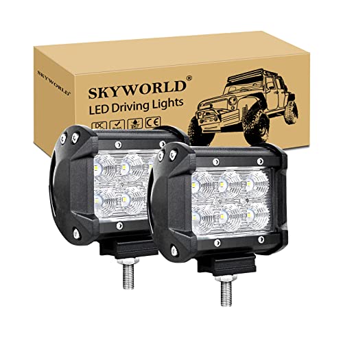 SKYWORLD 9 inch 54W Spot LED Work Light Bar Driving Pods Lights Fog Lamp for Off Road ATV SUV Trucks Tractor Boat 4x4 4Wd Vehicles 12V 24V