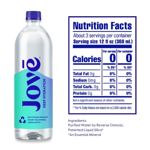 Jove Alkaline pH Water, Skin & Cellular Hydration, pH 9.5+, Refreshing, Great Taste, 1 Liter (Pack of 12)