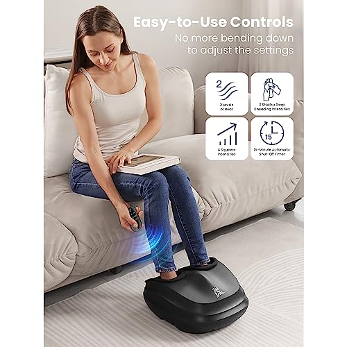 BOB AND BRAD Lite Foot Massager with Heat and Remote-FSA&HSA Eligible, Shiatsu Deep Kneading, Electric Feet Massager Machine Delivers Relief for Tired Muscles and Plantar Fasciitis，for Men Size 12