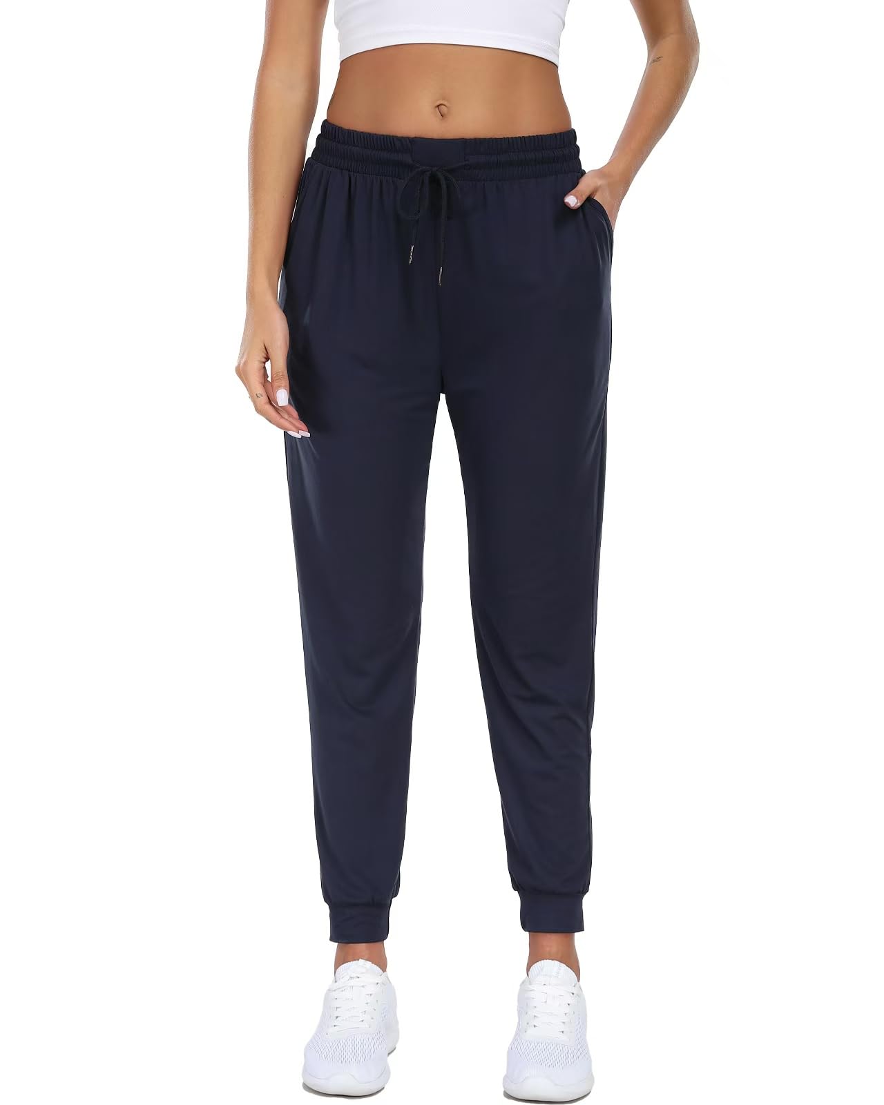 Mgput 4 Pack Women's Joggers Pants with Pockets-Women Lightweight Sweatpants for Running Yoga Athletic Casual Pants(TYP601-2XL/3XL-B/GR/NA/LGRY)