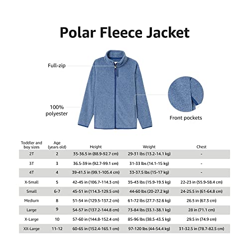 Amazon Essentials Boys' Polar Fleece Full-Zip Mock Jacket, Red, XX-Large
