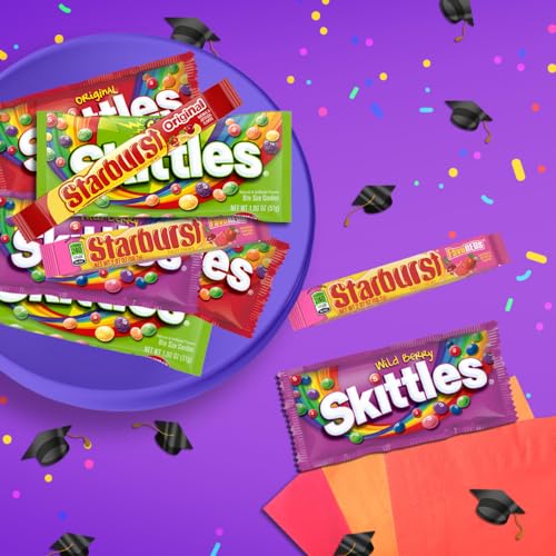 SKITTLES & STARBURST Variety Pack Full Size Chewy Candy Assortment, 37.05 oz, 18 Bars