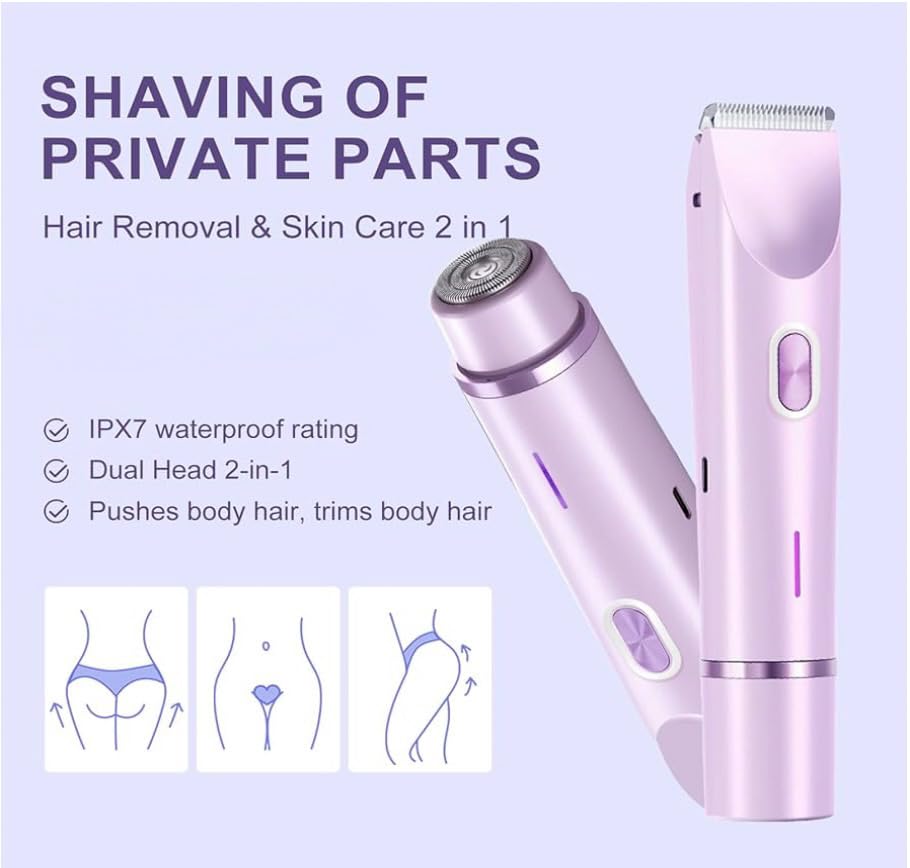 CasaCare Electric Bikini Trimmer for Women, USB Rechargeable Electric Shaver for Bikini Line, Legs, Underarms – Portable Waterproof Lady Grooming Razor (Purple)