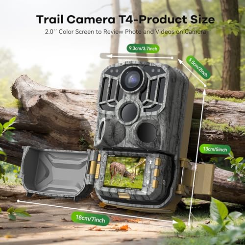 DEATTI Trail Camera 48MP 4K Game Camera with 8 Batteries & 32G SD Card,Bluetooth Connection,No Glow Night Vison Motion Activated Waterproof for Wildlife Deer Outdoor 0.1s Trigger Time