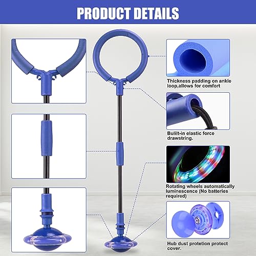 Chridark Ankle Skip Ball for Kids - Foldable Flash Wheel Skip Ball, Outside Game Toys for Kids & Adults, Gift for Boys & Girls Age 5 6 7 8 9 10 Years Old (Blue)