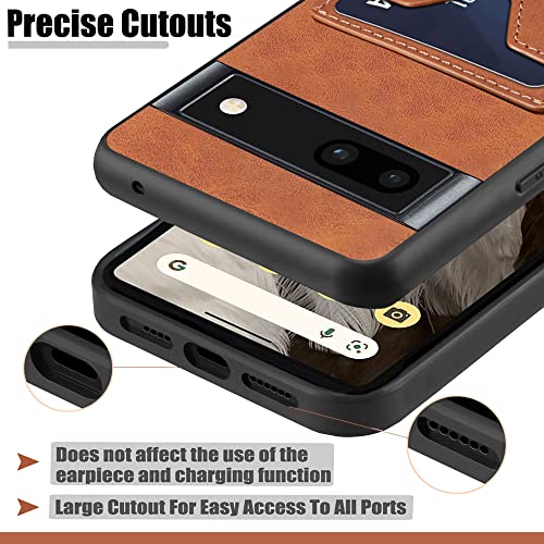 HAII Card Holder Case for Google Pixel 7A 2023, Premium PU Leather Wallet Case with Card Slots Shockproof Protective Case for Google Pixel 7A 2023 (Brown)