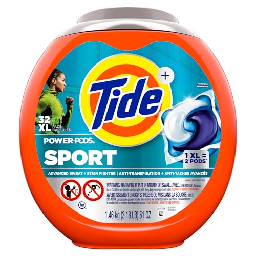 Tide Power Pods Laundry Detergent Pacs with Febreze Sport, 32 Count, Febreze Freshness with Sport Odor Defense