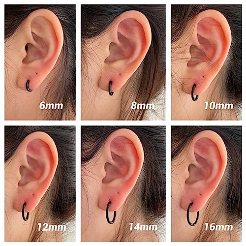 BOUTIQUELOVIN 10 Pairs Stainless Steel Hoop Earrings for Men Small Black Hoop Earrings Set Mens Hypoallergenic Huggie Hoop Earrings