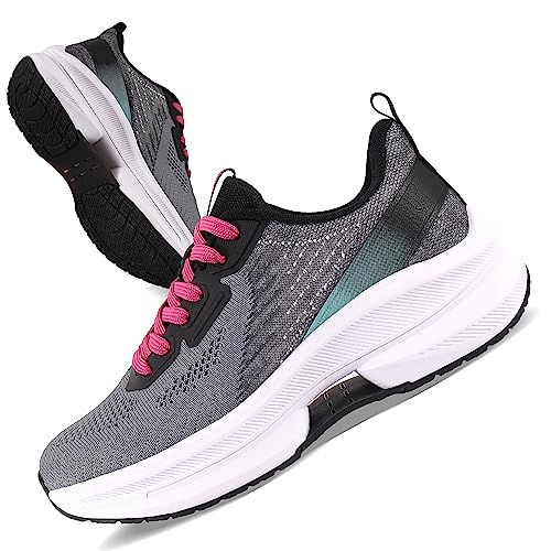 QUINMOK Womens Road Running Sneaker Non-Slip Jogging Fitness Athletic Tennis Trail Lightweight Workout Soft Breathable Deodorant Exercise Rubber Training Shoes