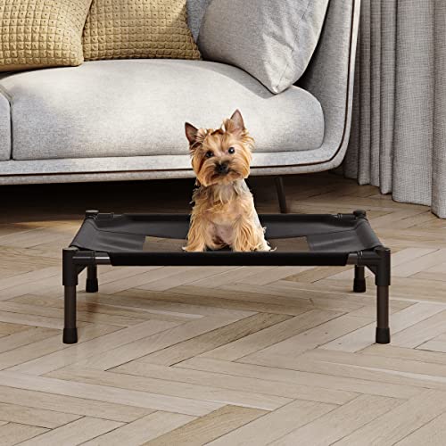 PETMAKER Elevated Dog Bed - 24.5x18.5-Inch Portable Pet Bed with Non-Slip Feet - Indoor/Outdoor Dog Cot or Puppy Bed for Pets up to 25lbs (Black)