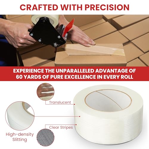 GGR Supplies FIL-795 Mono/Uni-Directional Fiberglass Reinforced Super Resistant Heavy Duty Commodity Grade Filament Strapping Tape: 2" in. Wide x 60 yds. (5.5 Mil) (Pack of 2)