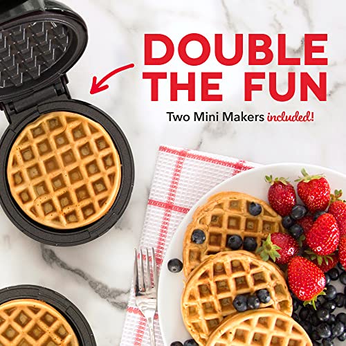 DASH DMW002AQ Mini Waffle Maker (2 Pack) for Individual Waffles Hash Browns, Keto Chaffles with Easy to Clean, Non-Stick Surfaces, 4 Inch, Aqua