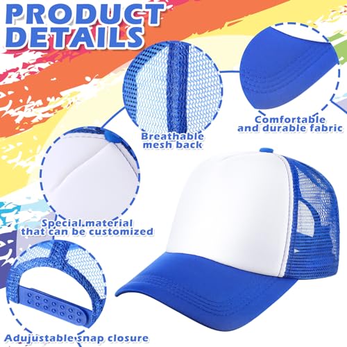 Jeyiour 48 Pack Trucker Hat Bulk Polyester Adjustable Plain Mesh Sublimation Blank Baseball Cap for Women Men Kids(Small,Mixed Colors)