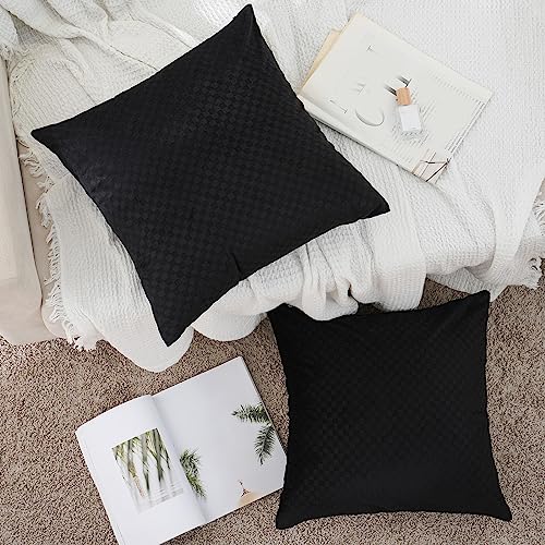 JIAHANNHA Plaid Velvet Dark Grey Throw Pillow Covers 12x20 Inches Pack of 2 Soft Decorative Plaid Square Cushion Covers for Couch Sofa Bed Livingroom Car,30x50Cm