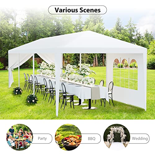 LEMY Gazebo Tent, Outdoor Canopy Shelter with Removable Sidewalls and Windows, Waterproof Heavy Duty Canopy for Patio, Garden, Party Wedding, 10' x 30', White