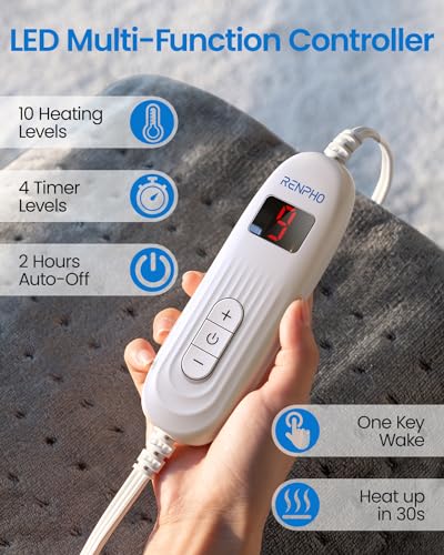 RENPHO Heating Pad for Back Pain & Cramps Relief, FSA HSA Eligible, Heat Pad for Knee and Leg, Christmas Gifts for Women Men Mom, Auto Shut Off, ETL Certified, Heat Patches, Large King Size 12" x24‘’