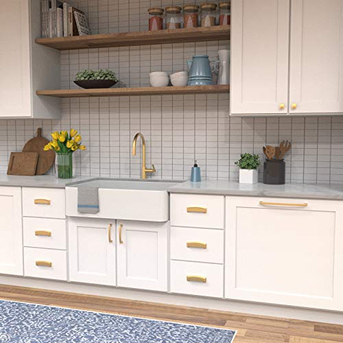 Hickory Hardware 1 Pack Solid Core Kitchen Cabinet Pulls, Luxury Cabinet Handles, Hardware for Doors & Dresser Drawers, 8-13/16 Inch (224mm) Hole Center, Brushed Golden Brass, Bridges Collection