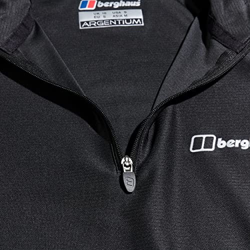 Berghaus Women's T Shirt Moisture Wicking 24/7 Tech, Half-Zip Jet Black