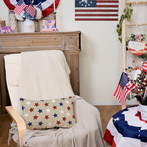 AACORS 4th of July Pillow Covers 18x18 Inch Blue Red White Stars Decor Patriotic Holiday Pillow Case Independence Memorial Day Decorations Outdoor for Sofa Couch AA545-18