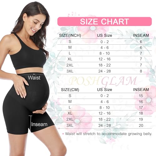 POSHGLAM Women's Maternity Shapewear for Dress Seamless Underwear Belly Support Prevent Chaffing Pantie Shorts(Black, Small)