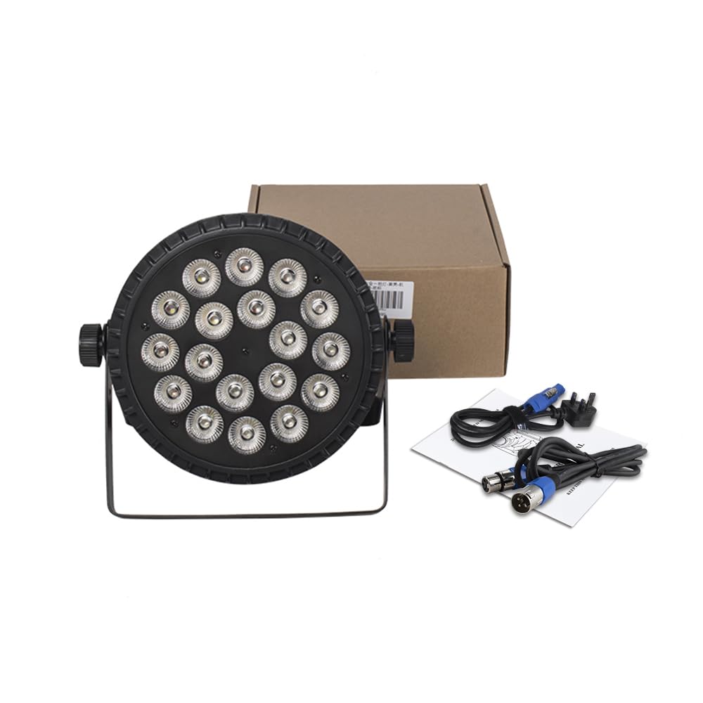 SHEHDS LED Stage Par Lights LED 18X18W DJ Stage Lights RGBWA+UV 6in1 Wash/Strobe Effect DMX512 Control Sound Activated Aluminum Alloy Shell Uplighting Lights for Concerts Family Party-1 Pack
