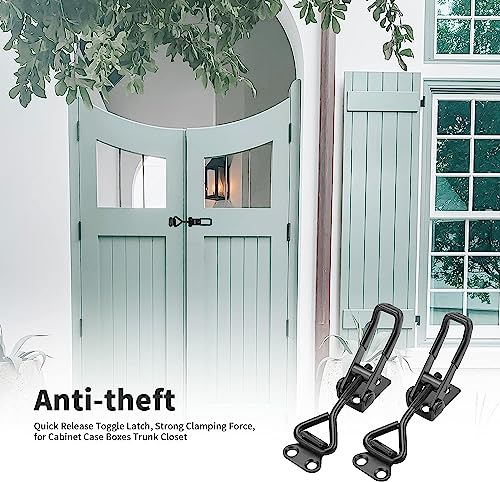 E-TING 6Pack Toggle Clamp Latch 100KG 220LBS Holding Capacity 4001Pull Adjustable Quick Release Hasp Clamps Black Metal Toggle Latch Catch Set for Smoker Cabinet Boxes Case Trunk Jig
