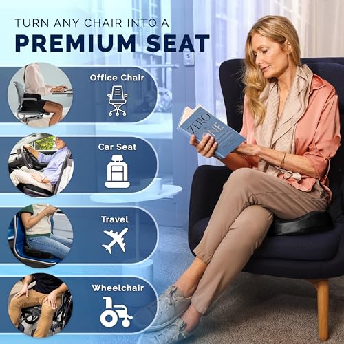 ComfiLife Gel Enhanced Seat Cushion – Office Chair Cushion – Non-Slip Gel & Memory Foam Coccyx Cushion for Tailbone Pain - Desk Chair Car Seat Cushion Driving - Sciatica & Back Pain Relief (Black)