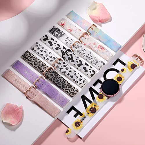 GEAK Compatible with Samsung Galaxy Watch Bands 7 6 5 4 FE/Galaxy Watch 7 6 5 4 Bands 40mm 44mm, 20mm Silicone Band for Galaxy Watch 5 pro/Watch 4 6 Classic 42mm 46mm 43mm 47mm Women Pink Flower
