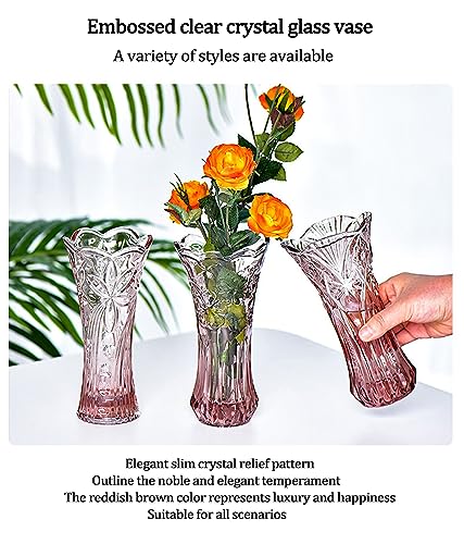 GIDARY Clear Crystal Vase,Glass Flower Vase Thickening Design for Home Decor Centerpieces, Wedding, Mothers Gift,7.6'' Tall