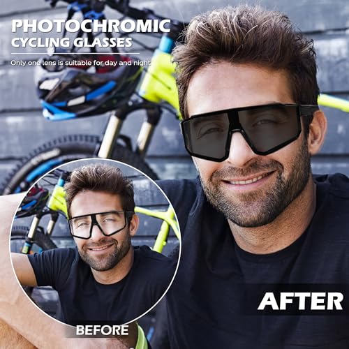 FEISEDY Photochromic Cycling Glasses for Men Women Clear Mountain Bike Sunglasses Sports Baseball B0133