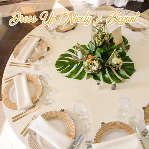 BRILLMAX 6 Pack White 70 Inch Round Tablecloths Fit 30" to 54" Tables (8-20" Drop) - Circle Bulk Linen Polyester Fabric Washable Cloth Cover for Wedding Reception Banquet Birthday Party Buffet