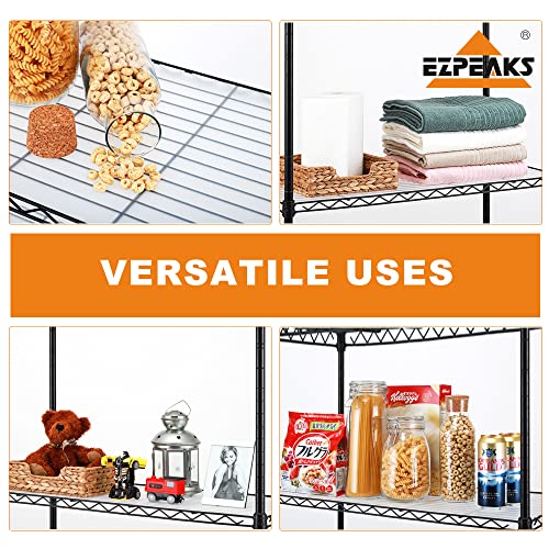 EZPEAKS 4-Shelf Shelving Units and Storage on 3'' Wheels with 4-Shelf Liners, 36W X 14D X 57.7H Adjustable Heavy Duty Steel Wire Shelving Unit for Garage, Kitchen, Office, Pole Diameter 1 Inch