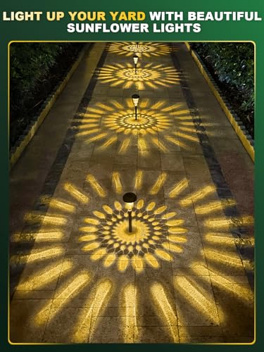 ROOR Ultra Bright Solar Lights 4 Pack, Outdoor Solar Pathway Lights, Warm White Yard Lights, IP67 Waterproof LED Garden Lights for Path Backyard Christmas Lawn Landscape Decorative
