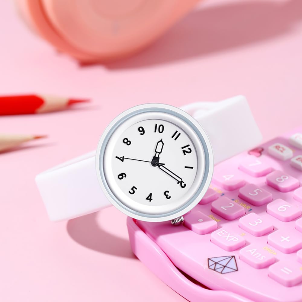 BESTKANG Women's Silicone Strap Watch Quartz Casual Arabic Numerals Waterproof and Easy to Read Simplicity Watches for Women (White)