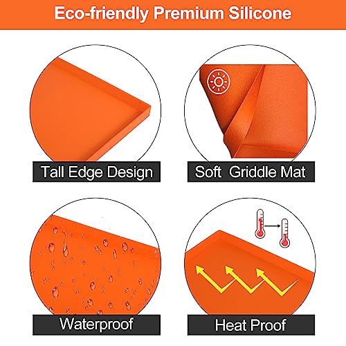 17" Griddle Mat Silicone for Blackstone, Griddle Silicone Protective Mat Cover,Heavy Duty Food Grade Silicone Grill Cover,Protect Your Grill from Rodents,Insects,Debris and Rust(Orange 17inch)