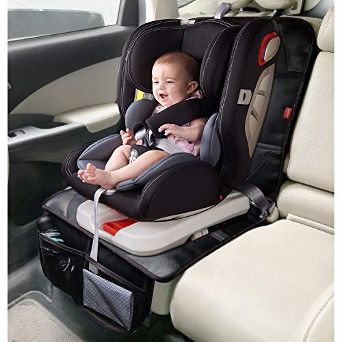 MORROLS Car Seat Protector for Child, Baby, Pets -1 Pack car seat Cover with Thick Padding- Waterproof Universal Size with Mesh Pockets (Black)