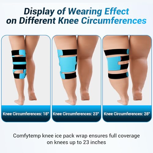 Comfytemp Large Knee Ice Pack Wrap Reusable Gel, FSA HSA Eligible, Full Coverage Knee Cold Compression Brace for Injuries, Pain Relief, Replacement Recovery, Arthritis, ACL, Surgery Gift, 23.6"x11.8"