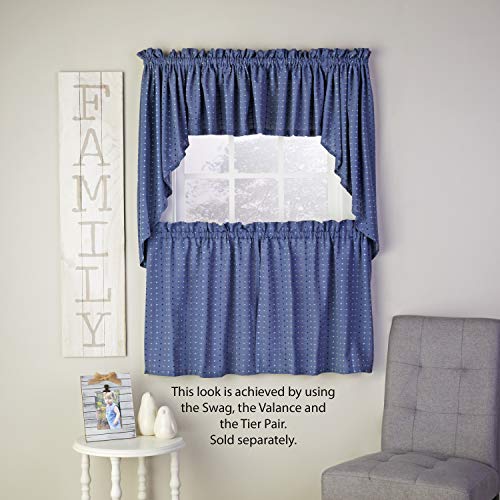 SKL Home Hopscotch Window Curtain, 36" (L) Tier Pair, Denim