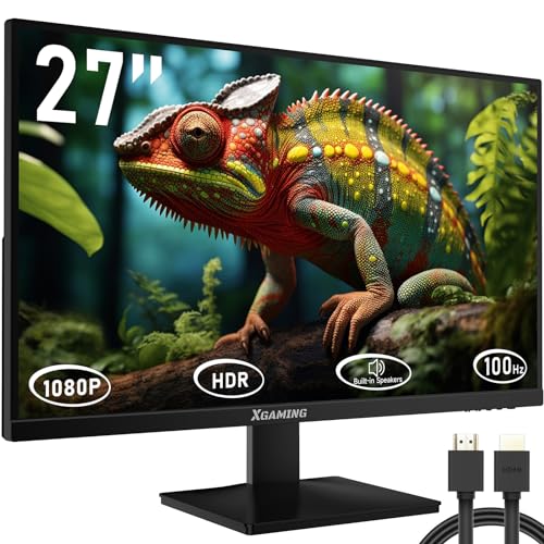 izumuzi 27 Inch QHD Gaming Monitor 144Hz/165Hz, 2560 x 1440p PC Monitor with 1ms, FreeSync G-Sync Compatible, HDMI DisplayPorts, Eye Care Frameless HDR Display with Speakers and Rainbow Lights, VESA