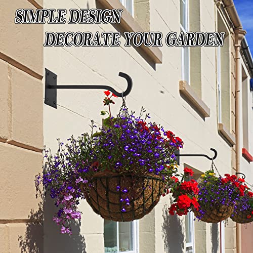 QIEGL 10inch Heavy Duty Plant Hangers Outdoor or Indoor Bird Feeder Hanger Shepherd Hooks 2pcs Black Metal Wall Hook for Hanging Plant Bracket, Lantern, Flower Basket, Wind Chimes