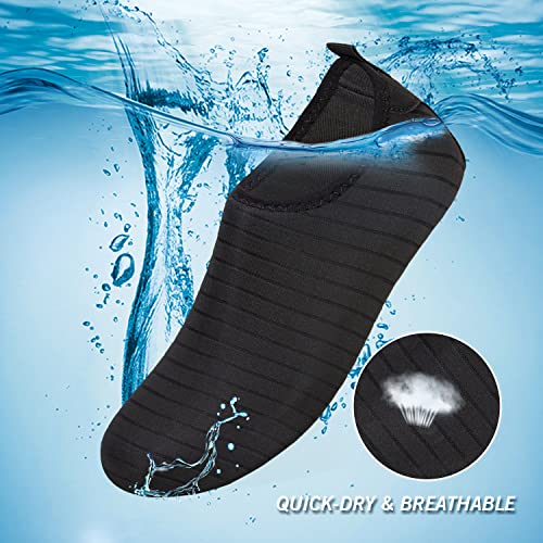 IceUnicorn Water Shoes Quick Dry Swim Aqua Barefoot Socks for Women Men(Black Size 14)