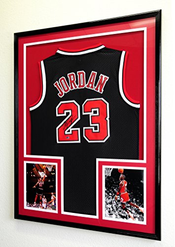 XL Double Matted Custom Framed Jersey Display Case Frame w/98% UV Protection (Black Wood Finish, Black Background)