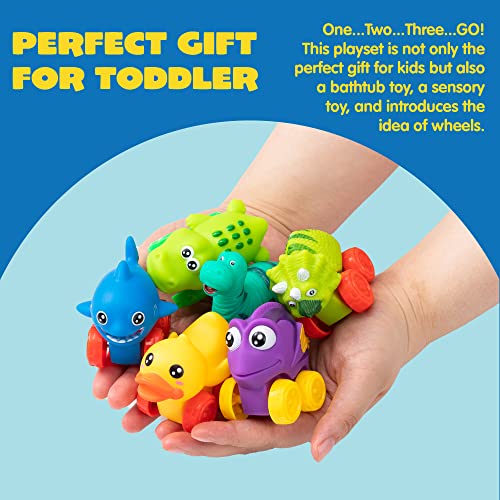 JOYIN Animal Cars, Soft Rubber Car Set Toy, Baby Mini Toy Vehicles, Bath Toy Car for Boys and Girls, Babies Christmas Birthday Gift, Summer Beach and Pool Activity, Party Favors for Kids