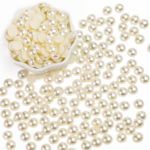 Lixiin 1500PCS Flat Back Half Round Pearls 6mm Lvory Flatback Pearl Beads for Crafts,DIY Nail Making,Face Gems Jewels,Shoes,Cups,Wedding