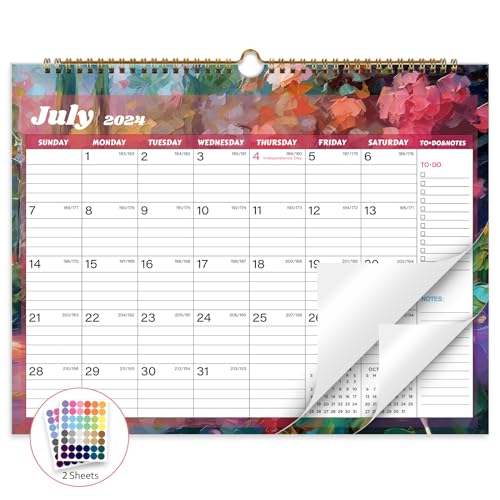 XISIDO Calendar 2024-2025, 18 Months Wall Calendar July 2024 to Dec 2025 Calendar with Julian Dates, 14.8" X 11.5" (Flower)