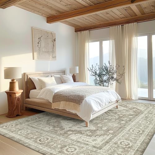 BEIMO 2x3 Rugs for Entryway, 2x3 Area Rugs Non Slip for Bedroom ，Machine Washable Ultra-Thin Print Boho Vintage Aesthetic Carpet, Low Pile Mat with Non Slip Rubber Backing, Distressed Gray