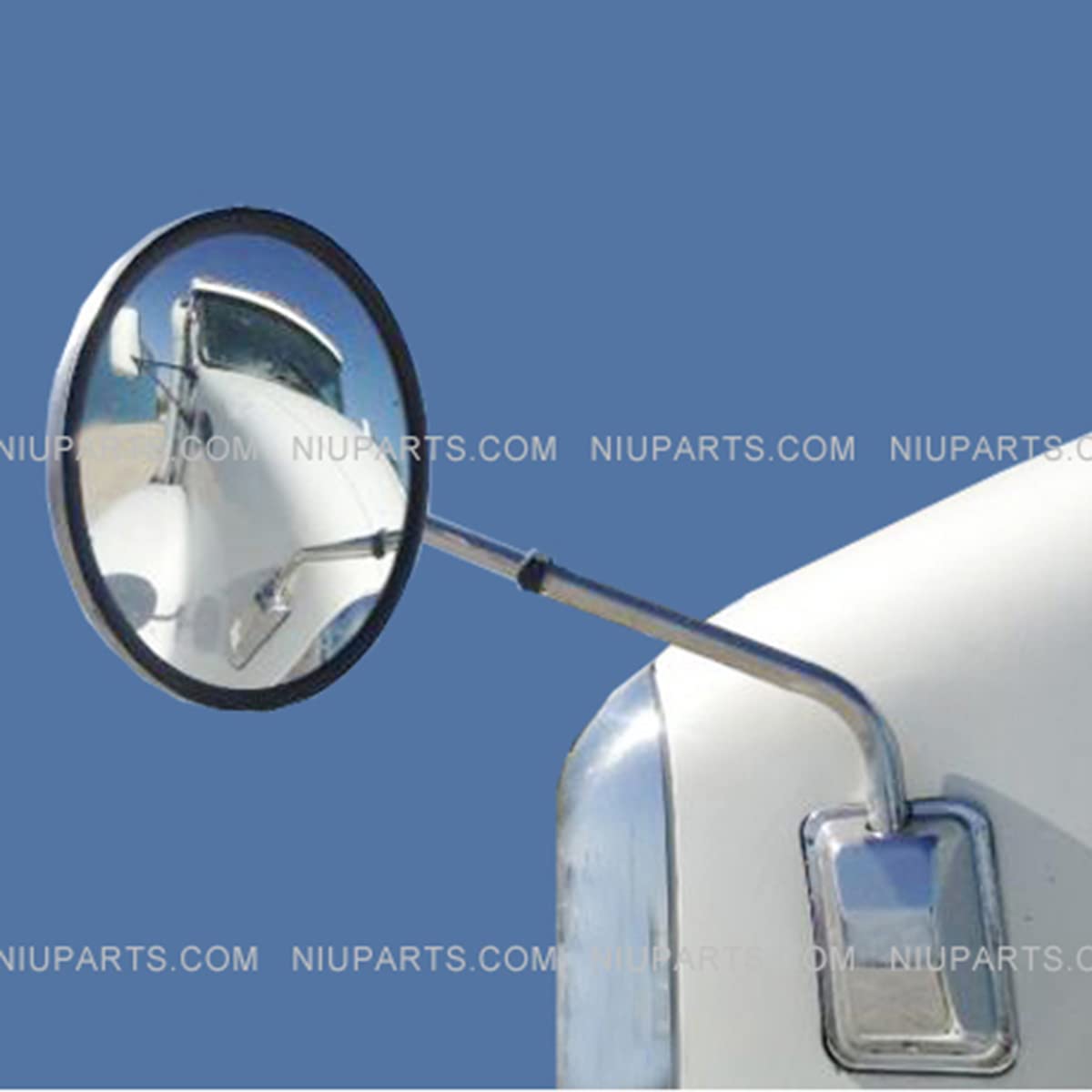 Hood Mirror for Trucks - 8" Mirror with 304 Stainless Steel Arm LH & RH Fits Freightliner, Fits Kenworth, Fits Peterbilt, Fits Volvo and Various Others - Mounting Kits Included