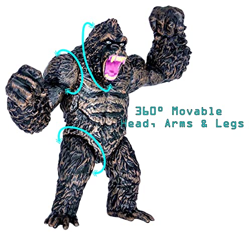 TwCare King Kong vs Godzilla Attack Action Figure 6.5” Fight Mode Gorilla Ape Solid Wild Movie Series, Travel Bag