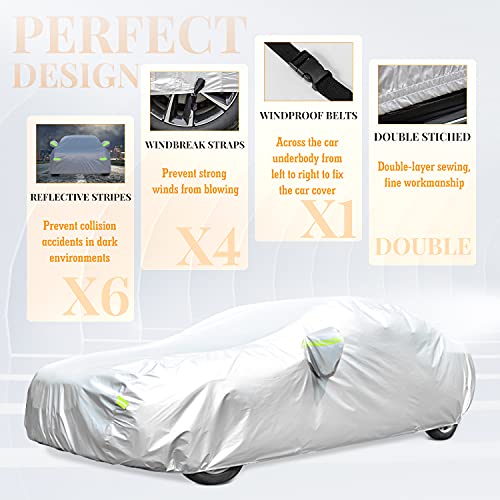 GORDITA Car Cover for Automobiles All Weather Waterproof Universal Fit for Sedan (Length 166"-177")